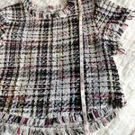 Cupcakes and Cashmere Multicolor Tweed Fringe Short Sleeve Top Women's M Photo 6