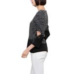 Karl Lagerfeld  Floral Embroidered Tweed Black White 3/4 Sleeve Blouse Size S Photo 4