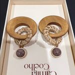 Camila Coelho  | Statement Wooden Hoop Earrings w/ Woven Detail Photo 5