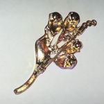 Elegant Purple Pink Enamel and Gold Tone Floral Faux Pearl Rhinestone Brooch Photo 4