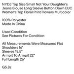 NYDJ Top Size Small Not Your Daughter's Jeans Blouse Long Sleeve Button Down EUC Photo 1