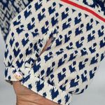 Beach Lunch Lounge Womens Ikat Notch Neck‎ 3/4 Sleeve Tunic Blouse Blue Medium Photo 4