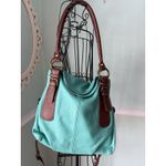 Aurora Turquoise Pebbled Leather Crossbody Bag Adjustable Strap Italy Quality Photo 3