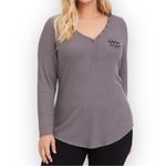 Torrid Grey Skull Waffle Knit Snap Henley Long Sleeve T-shirt Photo 5