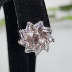 White Gold Virgin Mary with Baguette CZ Small Hoop Earrings Silver Photo 1