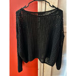 ZARA  Black Crochet Long Sleeve Sweater Top Large Photo 6