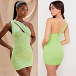 House Of CB NWOT  Clementine Lime Cutout one shoulder Mini Dress sz S Photo 4