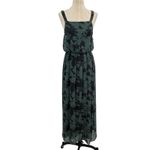 ZARA  Maxi Dress Tie Dye Printed Chiffon‎ Beaded Straps Green Size Small Photo 2