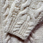 Vintage 70s 80s Ivory Wool Cable Knit Fisherman Sweater Cardigan Thomas Keeling Size 1X Photo 3