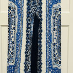 Bohemian wide leg pants Blue & white resort wear women large Photo 0