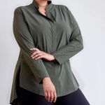 ADAY  Something Borrowed Shirt Moss Green- Long Sleeve Button Up Size S Photo 0