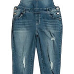 Wallflower Overalls Womens XL Blue Denim Ripped Skinny Leg Jumpsuit One Piece Photo 0
