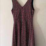 AQUA Red, Black, and White Fit & Flare A-Line V Neck Dress Photo 2