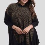 Alembika Chiu Oversized Cheetah Mock Neck Top Women XL Brown Black Photo 0