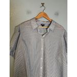 Torrid  Rhinestone Button Up Stripe Top Blue Puff Sleeve Size 2X Photo 4