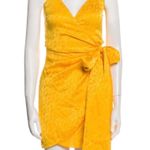 The Andamane Dida Floral Jacquard Mini Wrap Dress in Yellow Women’s Size Medium Photo 0