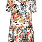 Agnes & Dora SMALL Soft Floral Relaxed Ruffle Hem Short Sleeve Top Photo 0