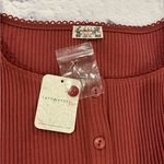Free People  most wanted cardi top rust red Ribbed Button-Up  shirt NWT S Photo 1