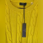 Tahari NWT Women’s Yellow Crew Neck Cable Knit Sweater Size L Photo 1