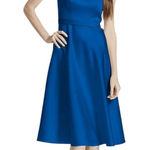 David's Bridal  Sleeveless Blue Satin Dress Size 12 Blue Wedding Guest Dress Photo 0