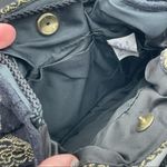 Vintage Black Velvet Small Purse Needlepoint Dark Floral Cottagecore New York Photo 5