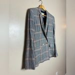 Bershka SALE! Gray Plaid Long Linen Blend Blazer Size S EUC Photo 2