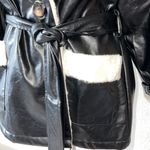 Pascale La Mode faux leather wrap jacket black w/white faux fur lining Size L Size L Photo 4