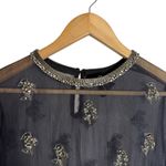Isabel Marant  Midnight Blue Embellished Sheer Silk Long Sleeve Blouse Size 6 Photo 1