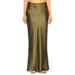 Cult Gaia Chantel Skirt in Cedar Green Large New Womens Satin Long Maxi Photo 2