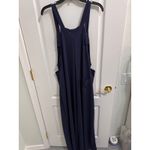 Halara Navy Blue Wide Leg Jumpsuit Overalls Women's XL Pleated Pockets Photo 3