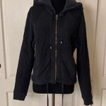 Free People NAVY QUILTED ZIP JACKET HOODIE Photo 0