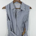 Rachel Roy Rachel 1X Sleeveless Striped Tunic Top White Blue Curvy Collection Photo 1