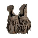 Not Rated  Brown Faux Suede Fringe Booties Photo 3