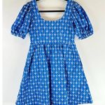 Rhode Women Dress Blue Mini Puff Sleeve Floral Fit Flare Babydoll A Line Boho XS Photo 2