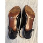 Cole Haan Slingback Heels Black Leather Embossed Kitten Pointed Toe Pumps 6B Photo 2