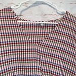 Madewell tie front top rainbow gingham check 3X v-neck short sleeve pullover Photo 1