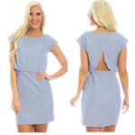 Lauren James seersucker blue striped open back sullivan dress sorority preppy Photo 1