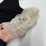 ZARA Dress Womens Small Black Puff Sleeve Sheer Organza Rose Detail Mini Photo 9