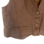 Free People 100% Linen Shell Button Vest – Festivalcore Tan – Size 2 Photo 1