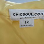 Chic Soul  yellow shiny crinkle 1X plus midi dress tiered pockets long sleeve Photo 6