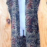 Apt. 9  Women’s Black & Brown Palm Patterned Duster Cardigan Boho Kimono Sz S/M Photo 0