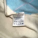 Lands' End Cashmere Argyle V-Neck Cream Blue Sweater SMALL Photo 3