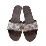 Salvatore Ferragamo  Wood Slide Sandals Brown Light Blue Logo size 8 Photo 1