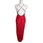NBD x REVOLVE Georgia Gown Women’s Size XS Red Lace Metallic Backless Slit Dress Photo 4