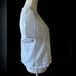 Michael Kors Michael Kors White Textured Patterned Short Sleeve Blouse with Fringe Hem Photo 2