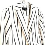 Talbots  Pinstriped‎ Textured Summer Jacket Blazer Women's 2 Ivory Navy Career Photo 1