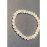 Handmade Natural crystal Selenite dainty beaded bracelet 4mm 6.75" Photo 4