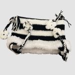 Women's Cat Ear Beanie Y2K Knit Hat Grunge Goth Crochet Accessory Black White Photo 2