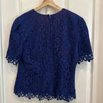 Vintage 80s all over lace short sleeve blouse Blue Size 8 Photo 3