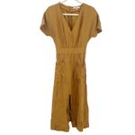 Madewell Womens Size 00 Linen Blend Dolman Sleeve Tie Waist Midi Dress Toffee Photo 3